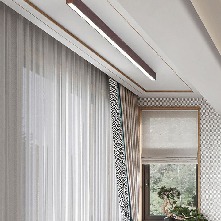 Moderne minimalistische Holzmaserung Aluminiumstreifen LED-Deckenleuchte 