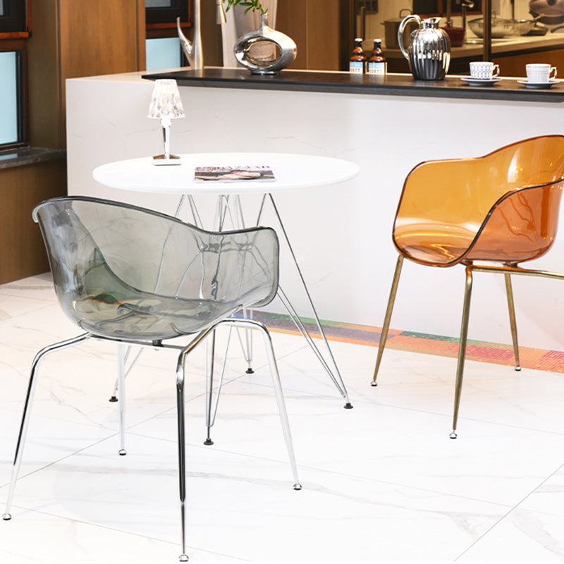 Silla de comedor con respaldo de diseño de arco de plásticos acrílicos nórdicos contemporáneos para comedor 