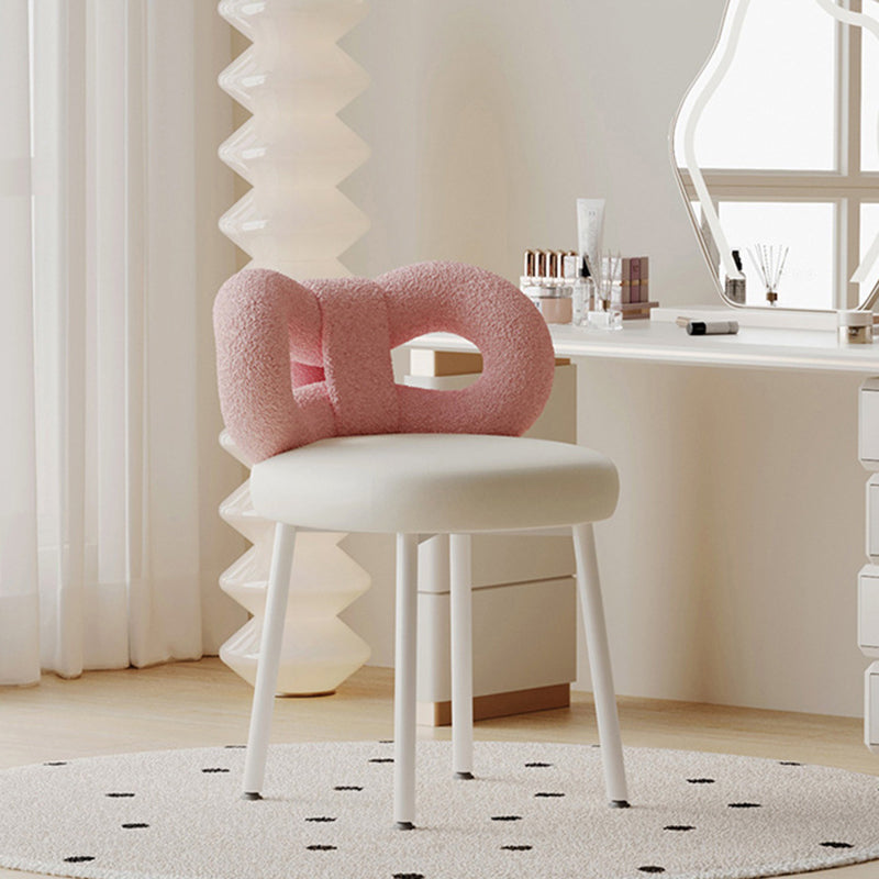 Tabouret de coiffeuse en cuir rond avec nœud papillon Art Déco moderne en fer sans dossier pour chambre 