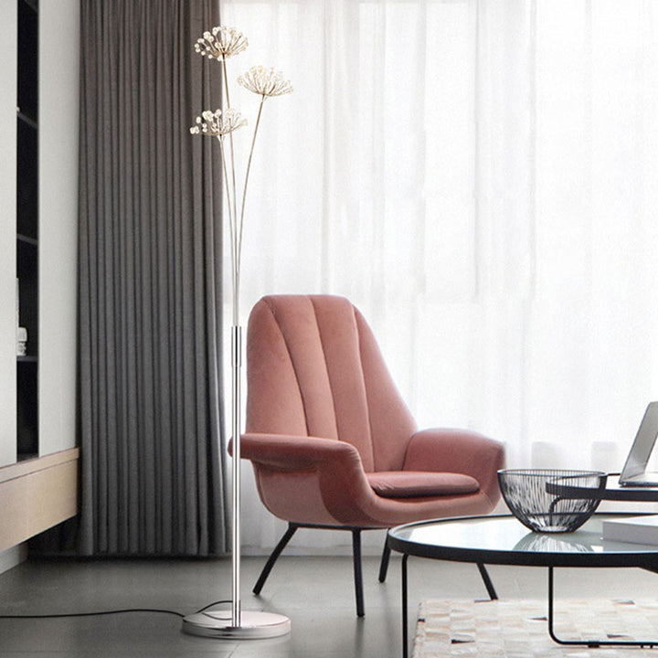 Zeitgenössische skandinavische Löwenzahn-Eisen 3/5 Stehende Stehlampe für Wohnzimmer 