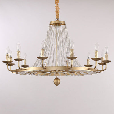 Chandelier Contemporain de Luxe en Fer Rond avec Cadre, Perles de Cristal, 6/8/10/12 Lumières pour Salon 