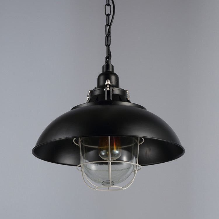Lustre suspendu à 1 lumière en fer avec couvercle rond colonial traditionnel pour salon 