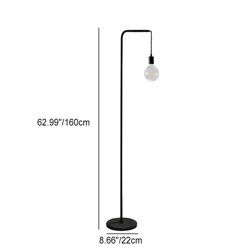 Industrial Simple Black Iron Long Pole 1-Light Standing Floor Lamp