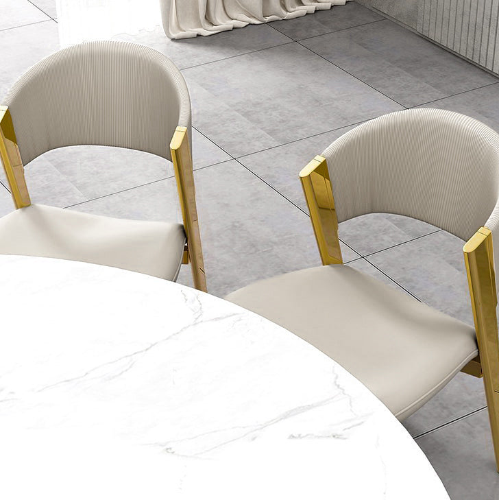 Modern Luxury Square Faux Leather Carbon Steel Foam Dining Chair Four Legs Backrest For Dining Room