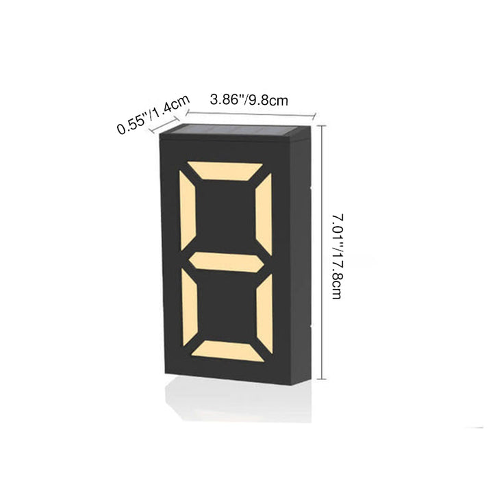 Aplique de pared decorativo para exterior con letrero de puerta digital solar LED de ABS y PC, diseño rectangular moderno y minimalista, para patio exterior 