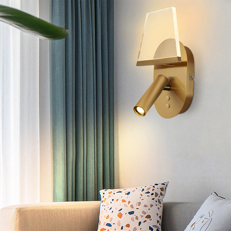 Applique Murale LED en Fer Acrylique Ovale Trapézoïdale Minimaliste Moderne pour Salon 