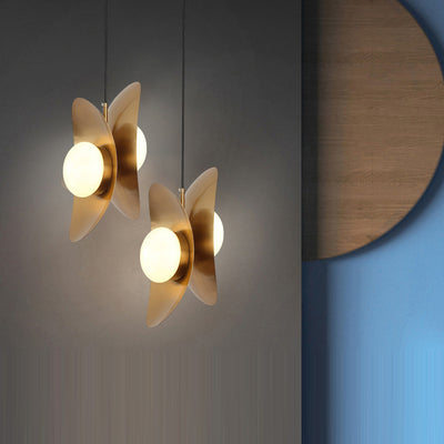 Zeitgenössische nordische ovale Kugel Eisen Titan 2-Licht Pendelleuchte für Wohnzimmer 