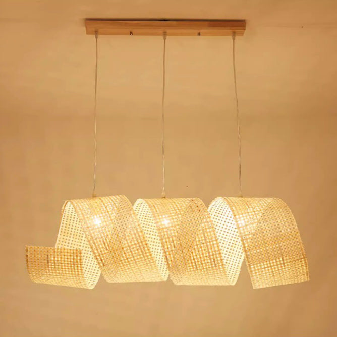 Traditioneller japanischer Kronleuchter in Form eines Bambuswebbands mit 2/3 Lichtern für das Esszimmer 