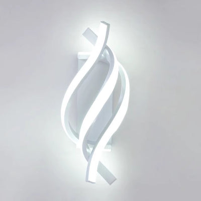 مصباح حائط LED من الألومنيوم الأكريليك السيليكون بخط حلزوني حديث بسيط لغرفة النوم 