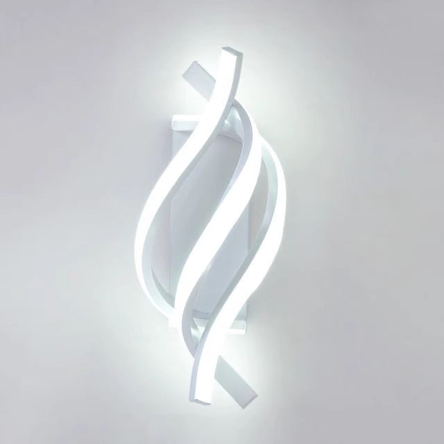 مصباح حائط LED من الألومنيوم الأكريليك السيليكون بخط حلزوني حديث بسيط لغرفة النوم 
