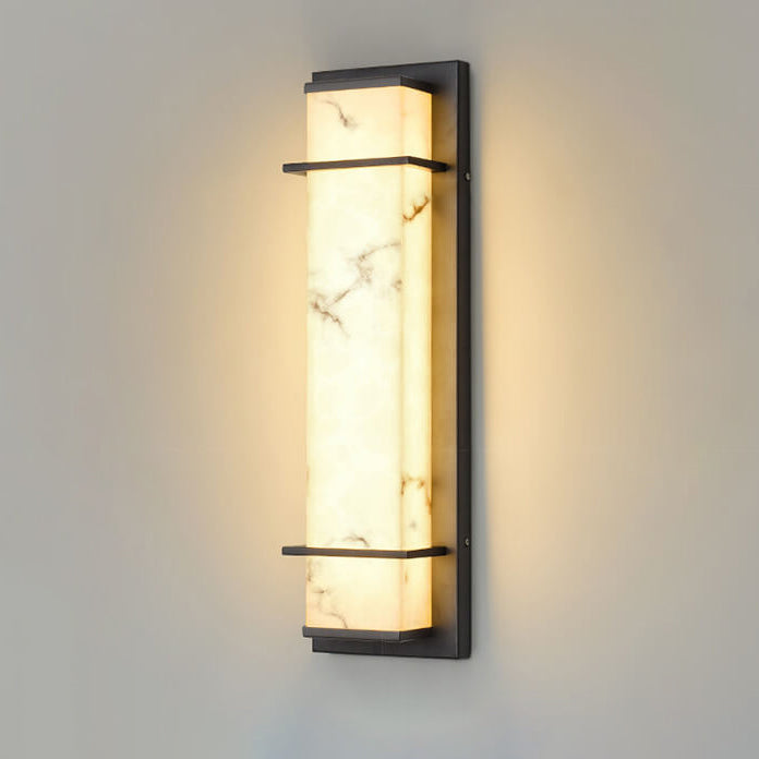 Contemporary Industrial Imitation Marble Resin Lampshade Column LED Outdoor Waterproof Wall Sconce Lamp For Garden