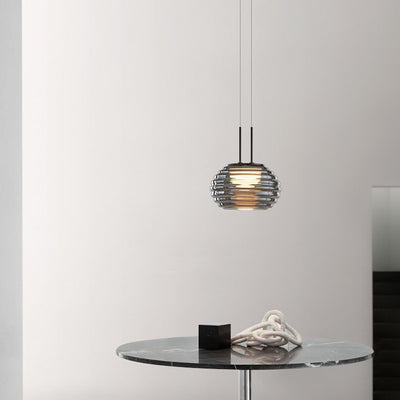 Modern Minimalist Oval Metal Acrylic Glass LED Pendant Light For Living Room