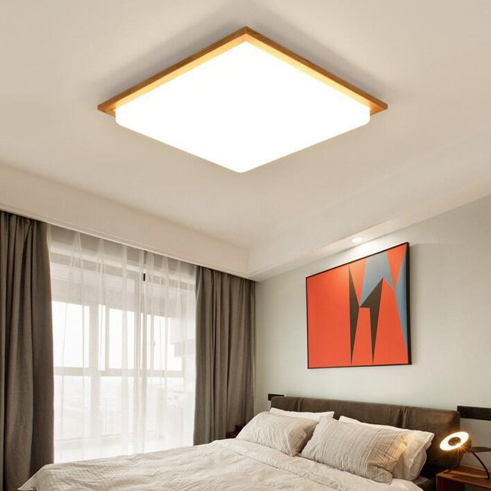 Contemporary Nordic Rubberwood Acrylic Plum Shape LED Flush Mount Ceiling Light For Living Room