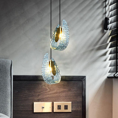 Contemporary Creative Petal Copper Glass 1-Light Pendant Light For Bedroom