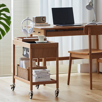 Mesa de café rectangular de vidrio y madera escandinava contemporánea de 2 niveles para sala de estar 