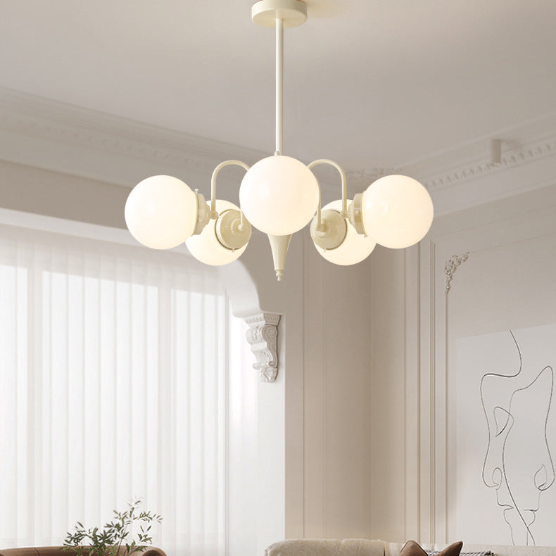 Lustre à 5 lumières en verre de fer traditionnel français Magic Bean pour salon 