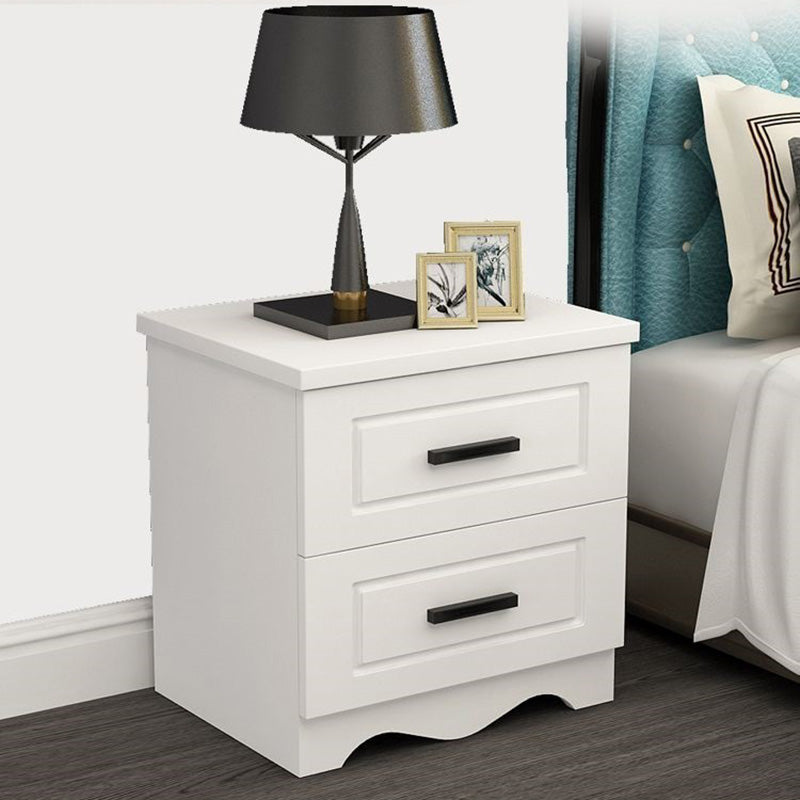 Table de chevet moderne minimaliste rectangulaire en métal avec panneau artificiel à 2 tiroirs pour chambre 