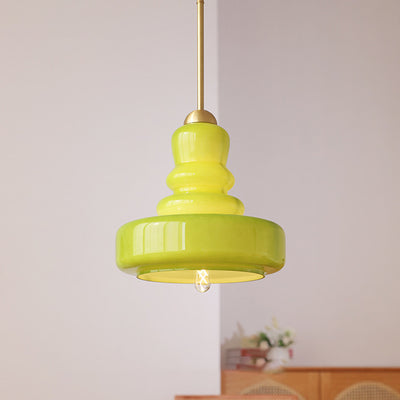 Moderne bunte Glas-Kürbis-Schirm 1-Licht Pendelleuchte 