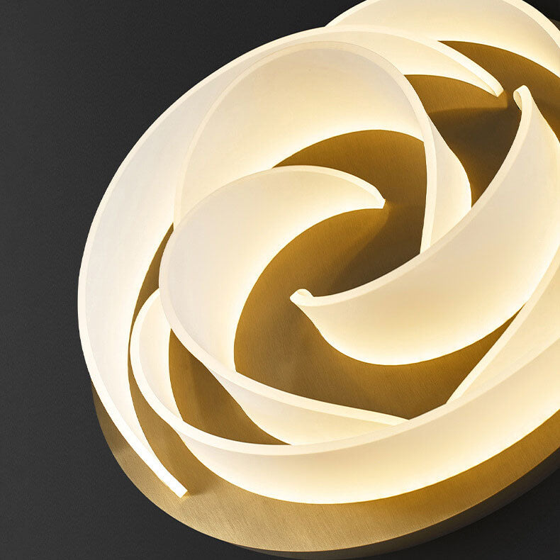 Modern Light Luxury Acrylic Swirl Gold-Finished Frame LED Flush Mount Ceiling Light