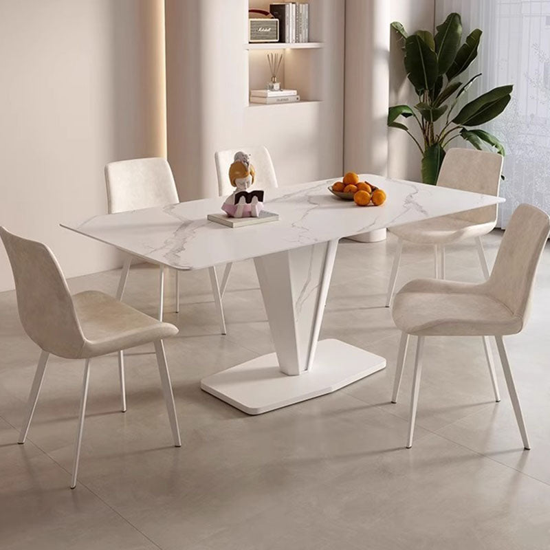 Chaise de salle à manger contemporaine en cuir scandinave en acier au carbone avec dossier carré incurvé en éponge pour salle à manger 