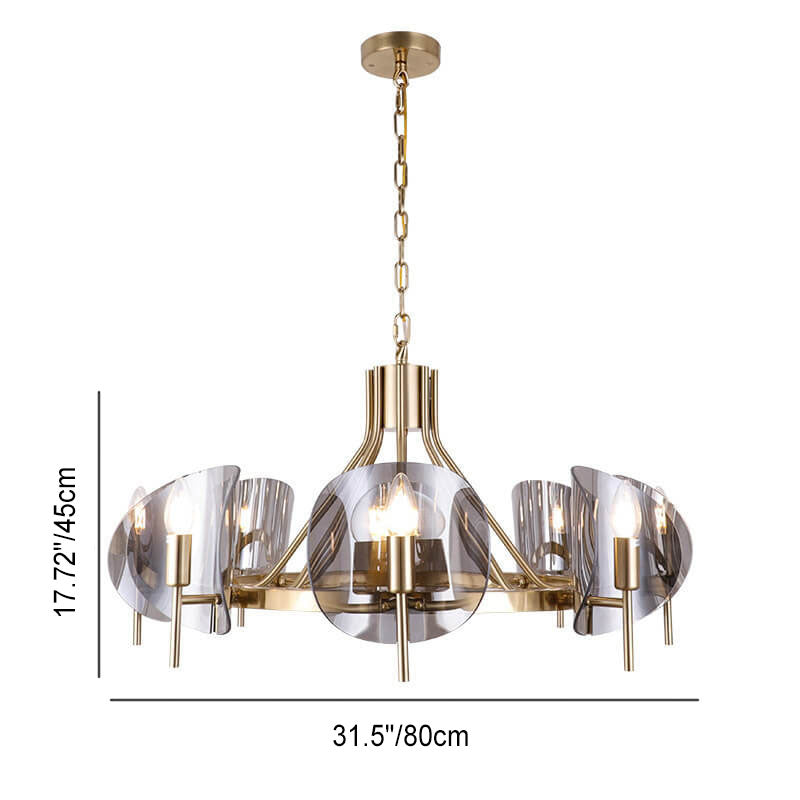 Nordic Luxury Glass Arc Shade Branch 8-Light Chandelier