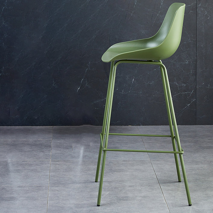 Simplicité Contemporaine Tabouret de Bar en Plastique Courbé Couleur Unie avec Dossier et Repose-pieds pour Salle à Manger 