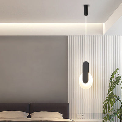 Lámpara colgante LED semicircular redonda de hierro acrílico de simplicidad moderna para mesita de noche 