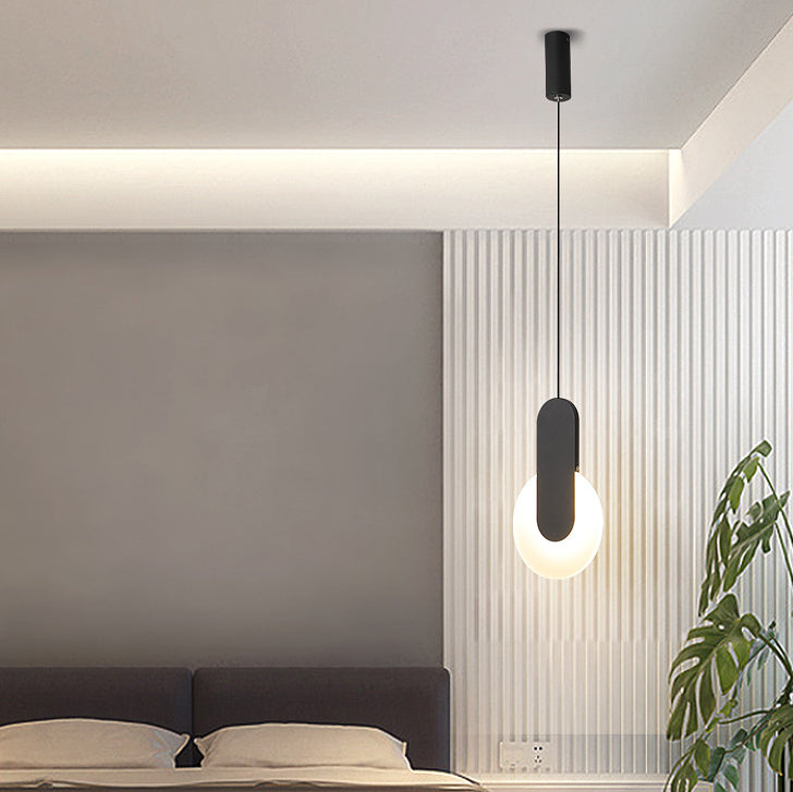 Lámpara colgante LED semicircular redonda de hierro acrílico de simplicidad moderna para mesita de noche 