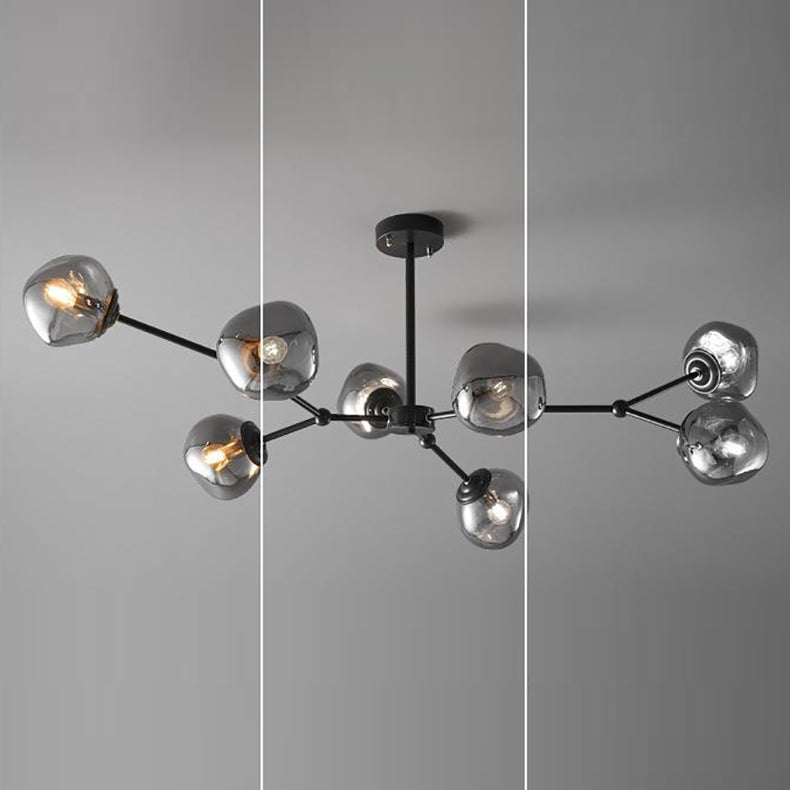 Lustre contemporain créatif en orbe de lave tout en cuivre avec verre 3/5/8 lumières pour salon 