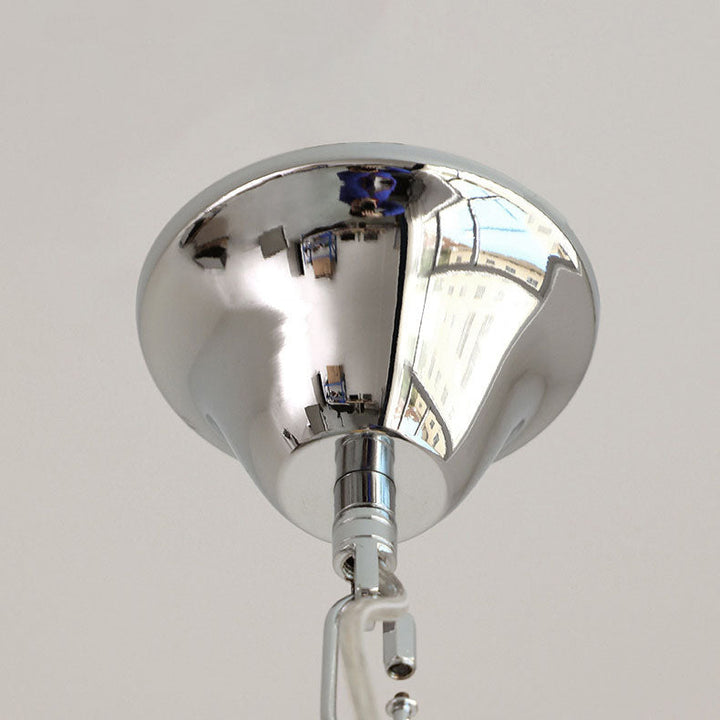 Suspension moderne minimaliste en fer et verre rond crème à 1 lumière pour salon 