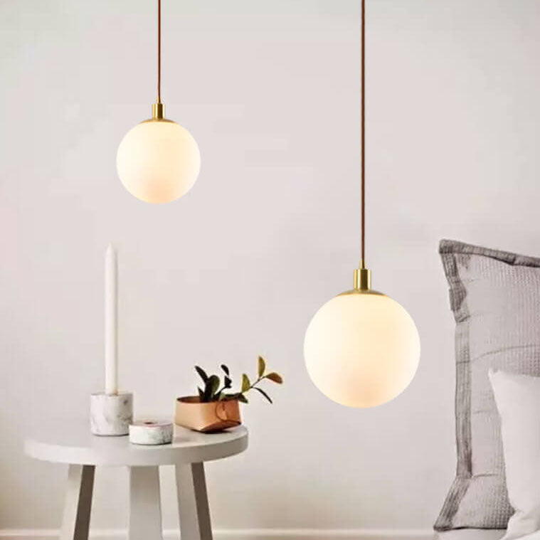 Lámpara colgante de 1 luz, orbe blanca minimalista nórdica 