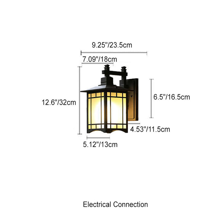 Lampe murale 1 lumière en forme de pavillon chinois en aluminium solaire étanche moderne 