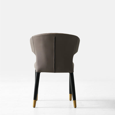 Chaise de salle à manger avec dossier en bois à peau de microfibre minimaliste moderne en acier au carbone et éponge avec arc carré 