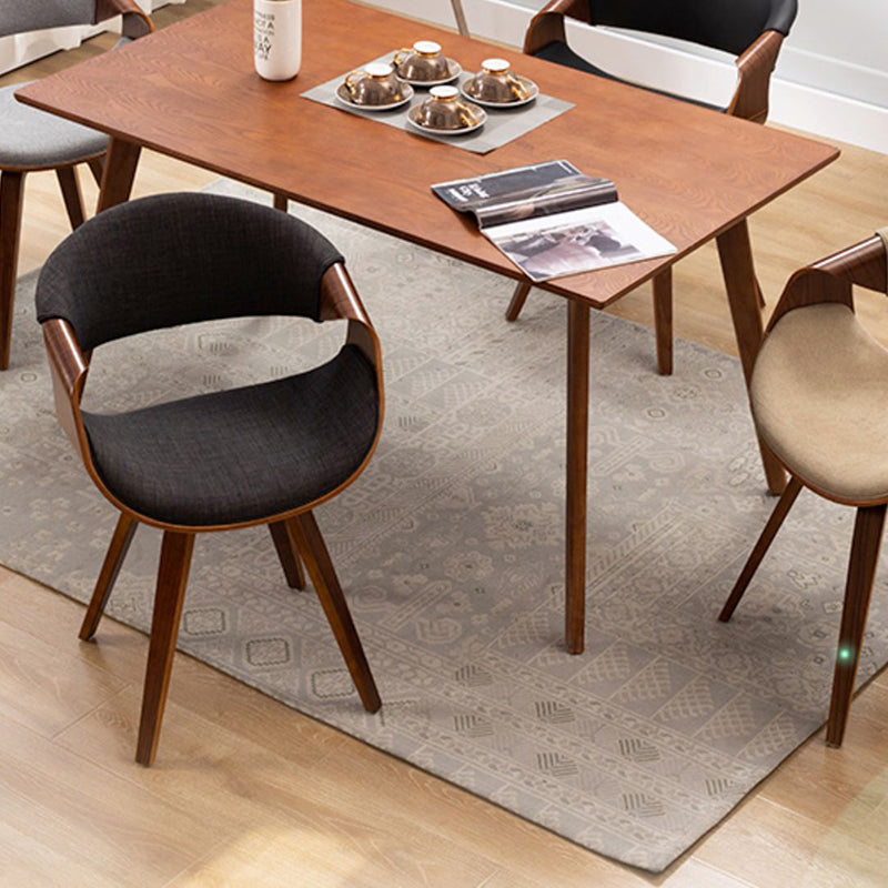 Silla de comedor contemporánea de lujo Arc, de madera contrachapada tapizada en algodón, lino y piel sintética, con respaldo y reposabrazos, para comedor 