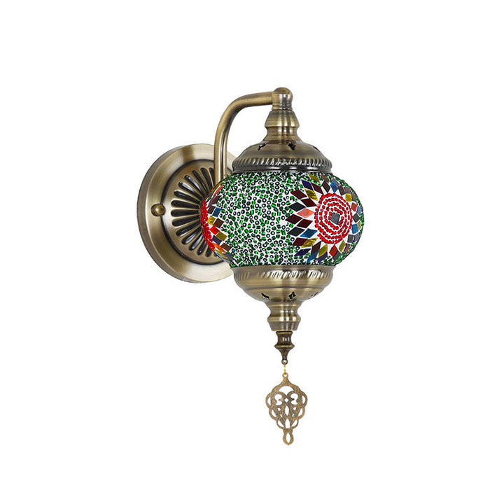 Applique Murale Globe en Mosaïque de Verre et Fer Rétro Contemporain à 1 Lumière Pour Couloir 