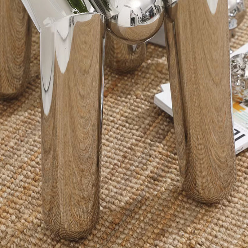 Modern Minimalist Stainless Steel Geometric Round Tube Splicing Footstool For Entryways