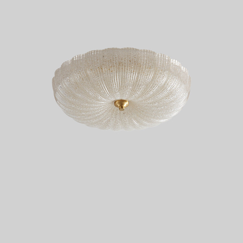 Plafonnier LED rond en verre de cuivre à montage affleurant pour chambre à coucher - Simplicité moderne 