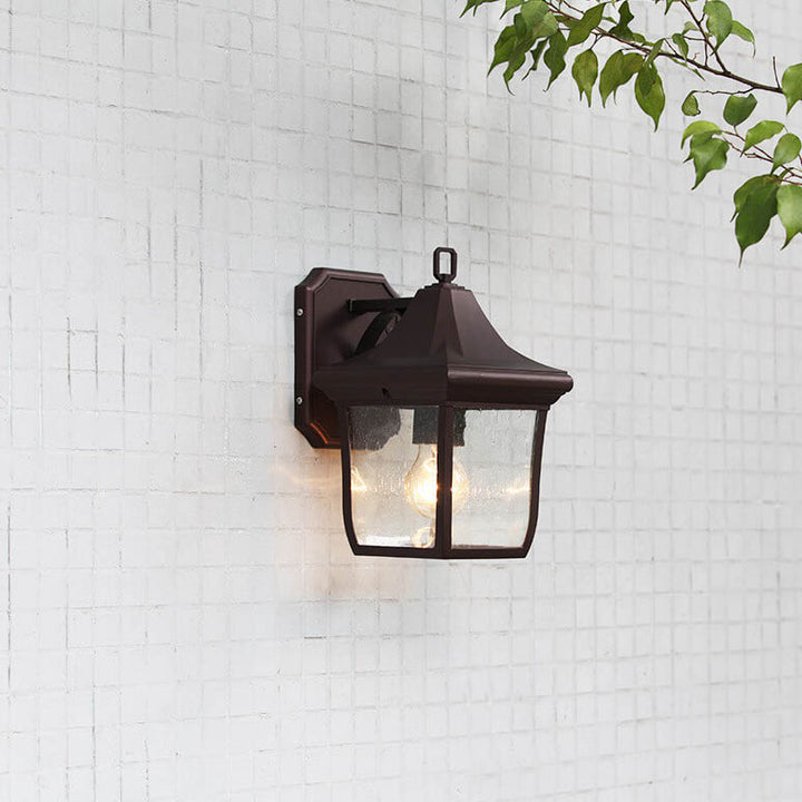 Lámpara de Aplique de Pared Exterior de 1 Luz de Aleación de Aluminio Retro Contemporáneo con Vidrio para Jardín 