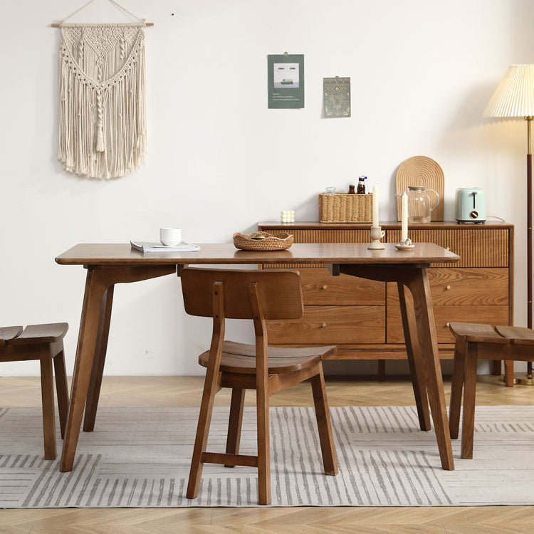 Chaise de salle à manger contemporaine en bois de frêne nordique avec dossier carré rectangulaire pour salle à manger 