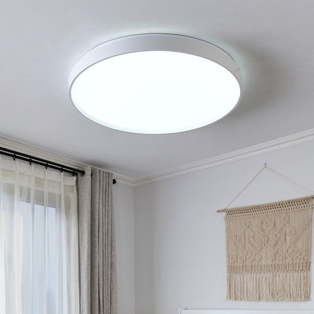 Modern Minimalist Round Solid Color Acrylic Iron LED Flush Mount Ceiling Light For Living Room &amp; Bedroom