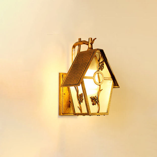 Applique murale extérieure rétro en aluminium étanche avec verre dépoli et 1 lumière 