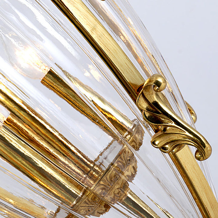Lustre contemporain de luxe gravé en cuivre massif avec abat-jour effilé à 4 lumières pour salon 