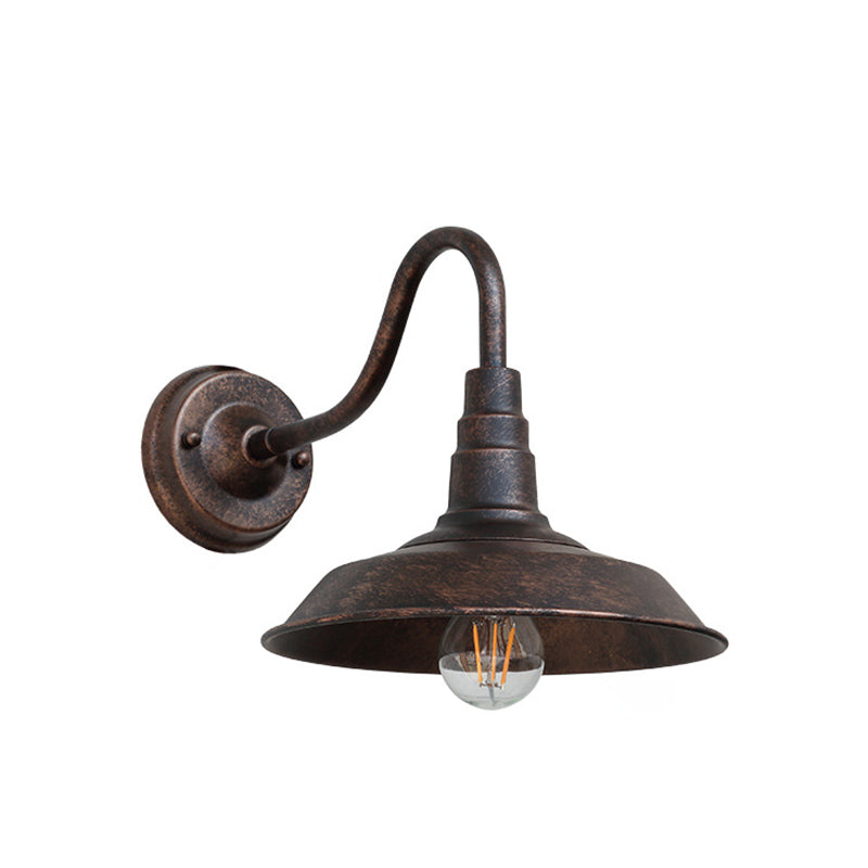 Traditional Vintage Iron Round Shade 1-Light Wall Sconce Lamp For Dining Room