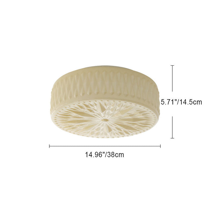 Contemporary Simplicity Cylindrical Engraved Iron Glass LED Flush Mount Ceiling Light For Living Room