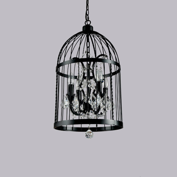 Contemporary Industrial Iron Birdcage Crystal Candelabra 4/8 Light Chandelier For Dining Room