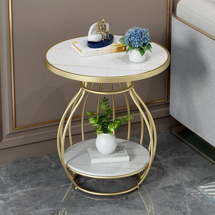 Table basse ronde contemporaine en forme de cage à oiseaux en métal inoxydable ardoise pour salon 