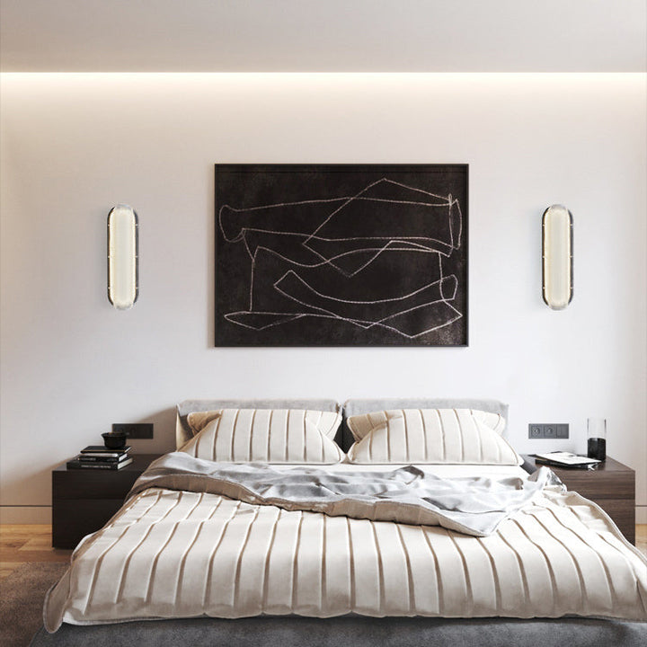 Moderne minimalistische Eisen kariert Muster Acryl Spalte Schatten LED Wandleuchte Lampe für Wohnzimmer 
