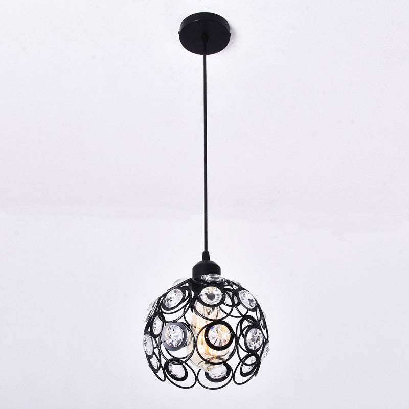 Moderne minimalistische runde Kuppel Eisen Kristall 1-Licht Pendelleuchte für Wohnzimmer