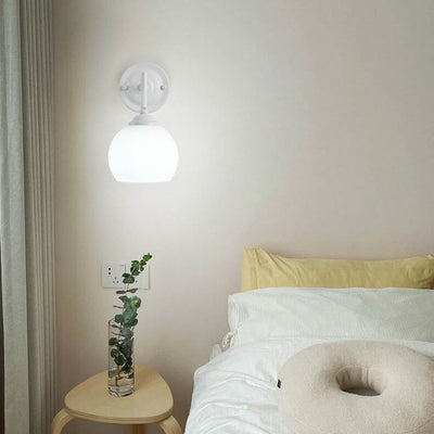Lampe murale moderne Art déco ronde en verre et métal à 1 lumière pour chambre à coucher 