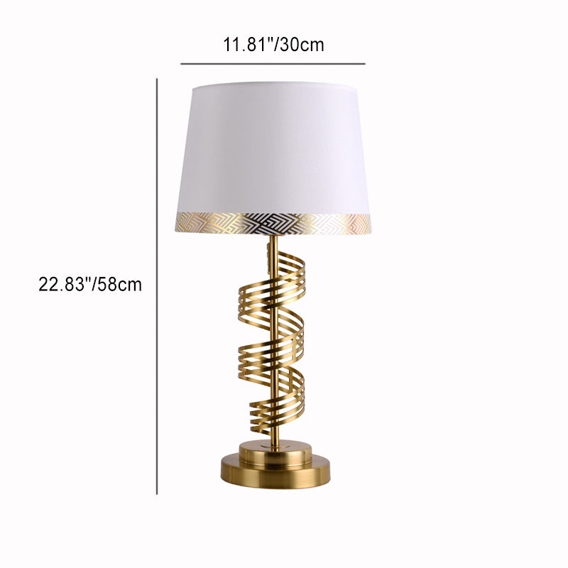 Lampe de table moderne minimaliste en tissu de fer cylindrique à 1 lumière pour chambre 